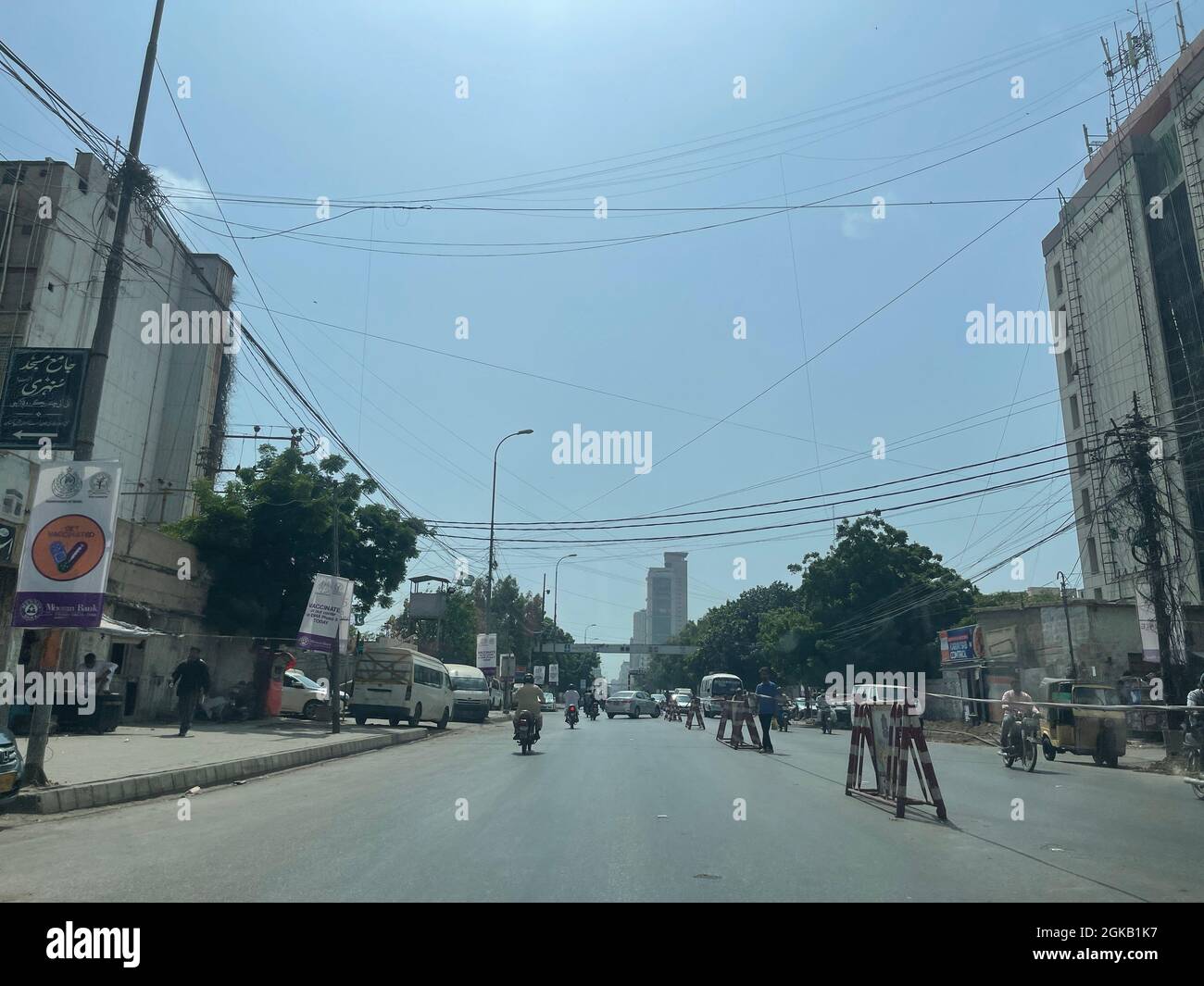 A shiny day at The financial hub of the country. I I Chundrigar Road in Karachi Sindh Stock Photo