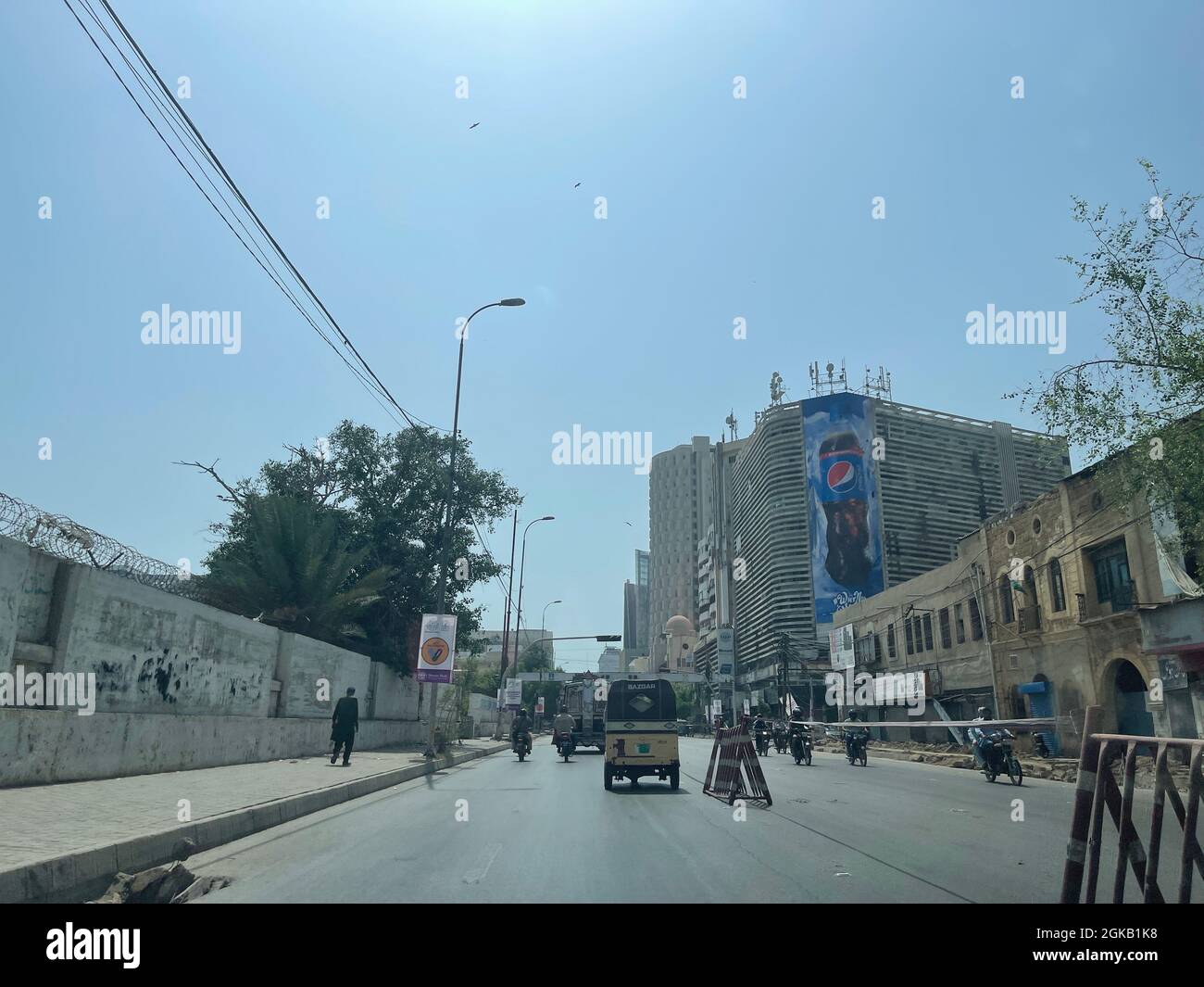 A shiny day at The financial hub of the country. I I Chundrigar Road in Karachi Sindh Stock Photo