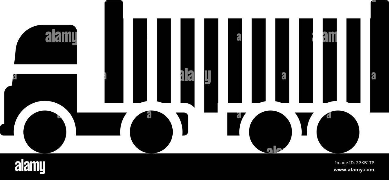 Container Truck Icon. Black Stencil Design. Vector Illustration. Stock Vector
