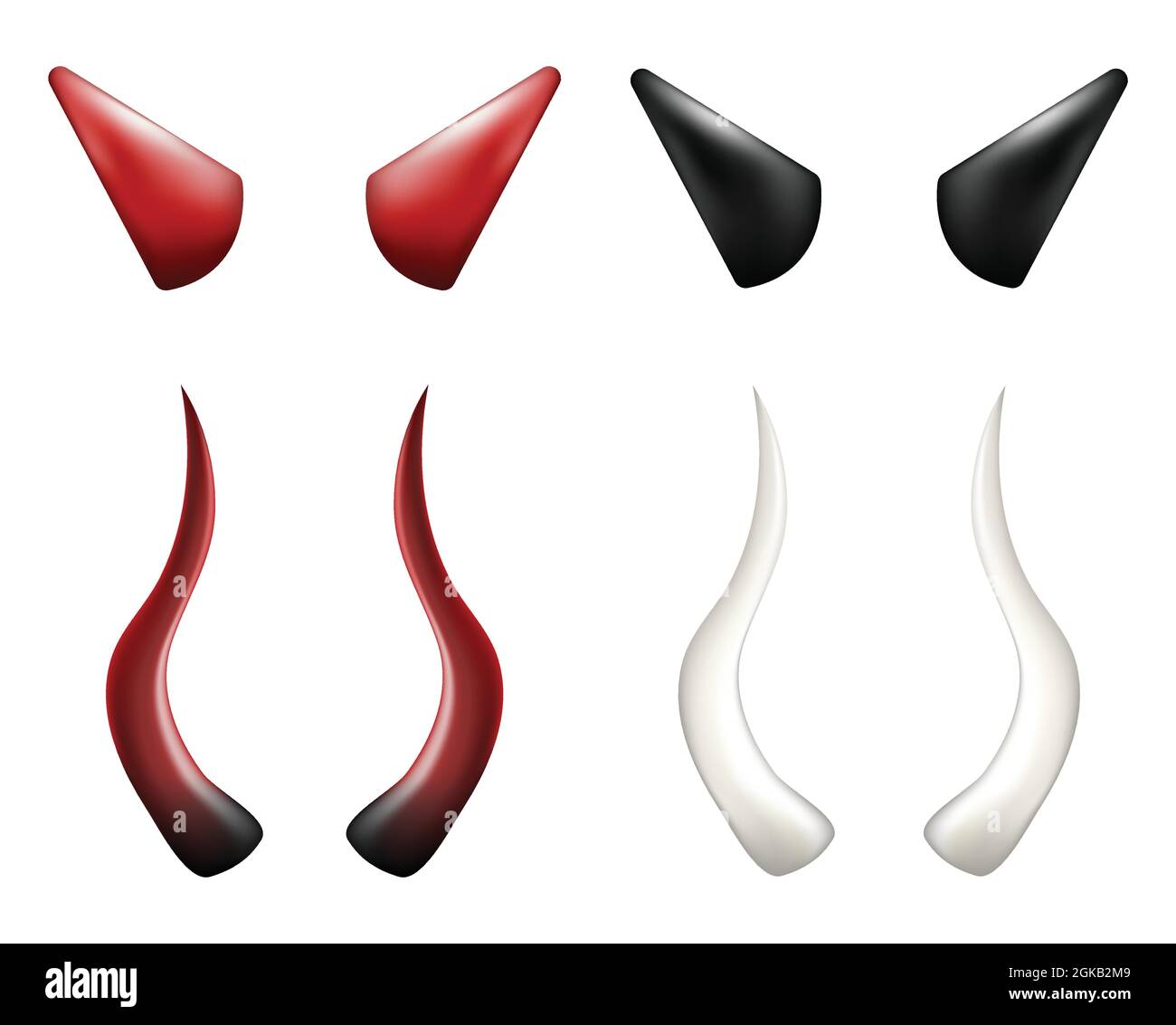 Devil horns vector illustration set. Red, Black and white horn collection. Demon  horns isolated Stock Vector Image & Art - Alamy