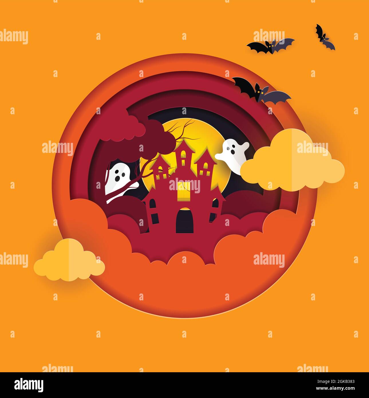 Halloween paper cut Background, Vector Illustration. Happy Halloween Paper  cut Design Stock Vector Image & Art - Alamy