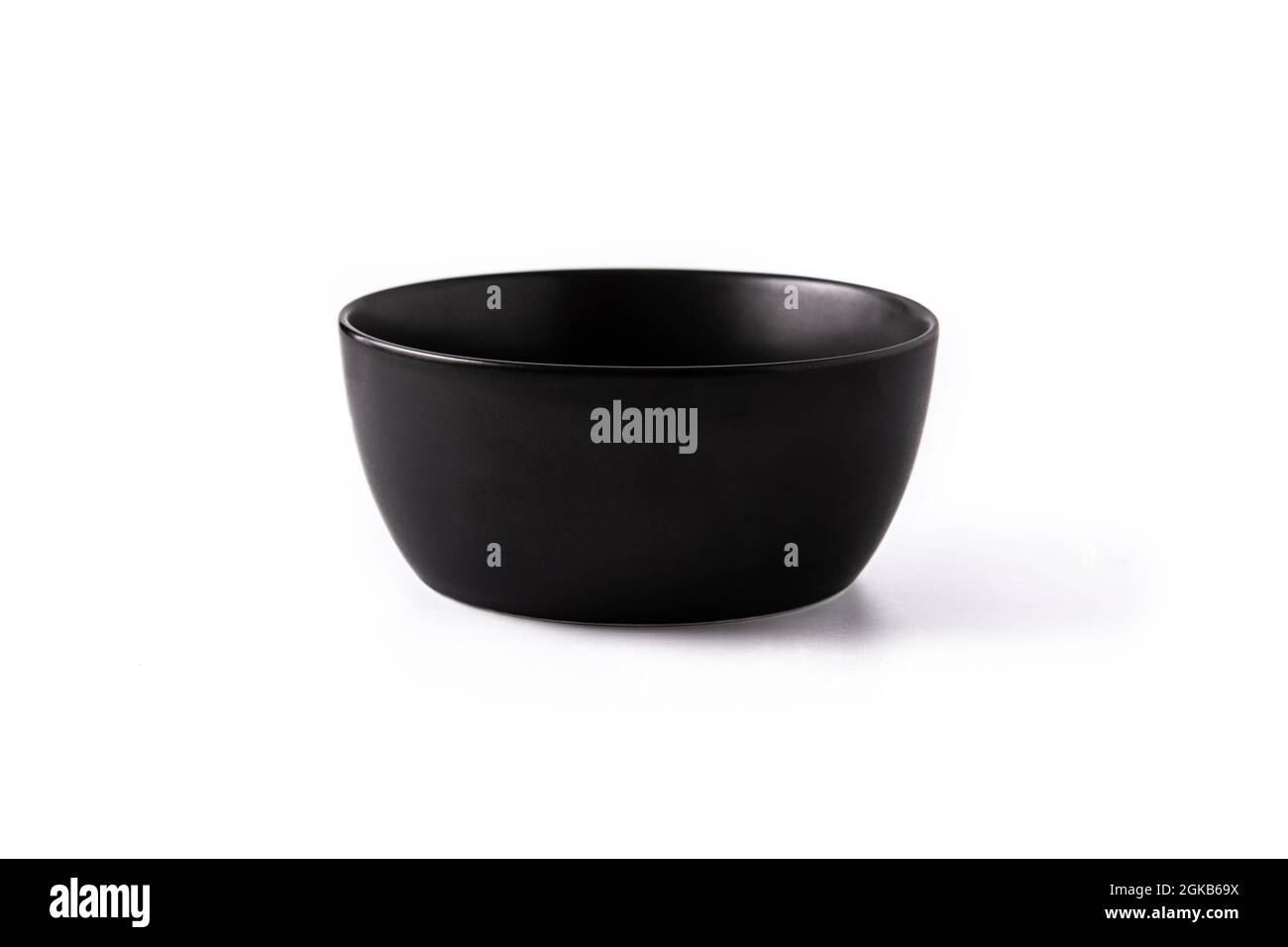 Empty black bowl isolated on white background Stock Photo