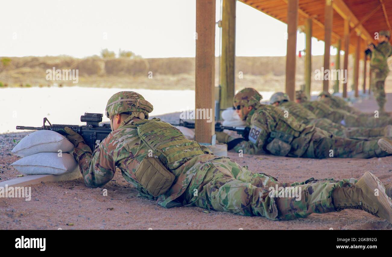 Participants from the 2021 Best Warrior Competition zero their weapons