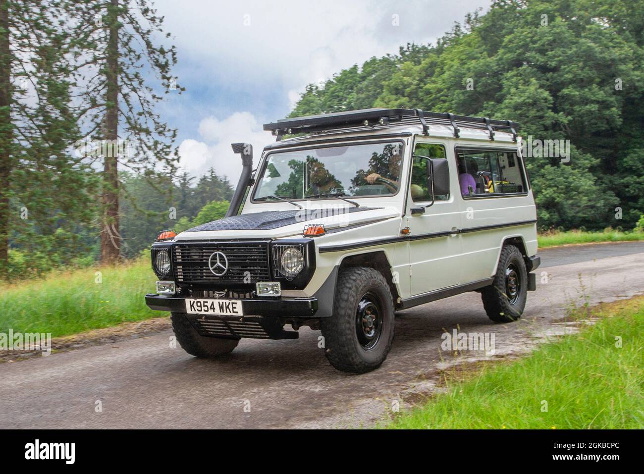 1993 90s Nineties White Mercedes Benz G 2874cc Suv En Route Klmc At The Cars The Star Show In Holker Hall Gardens Grange Over Sands Uk Stock Photo Alamy