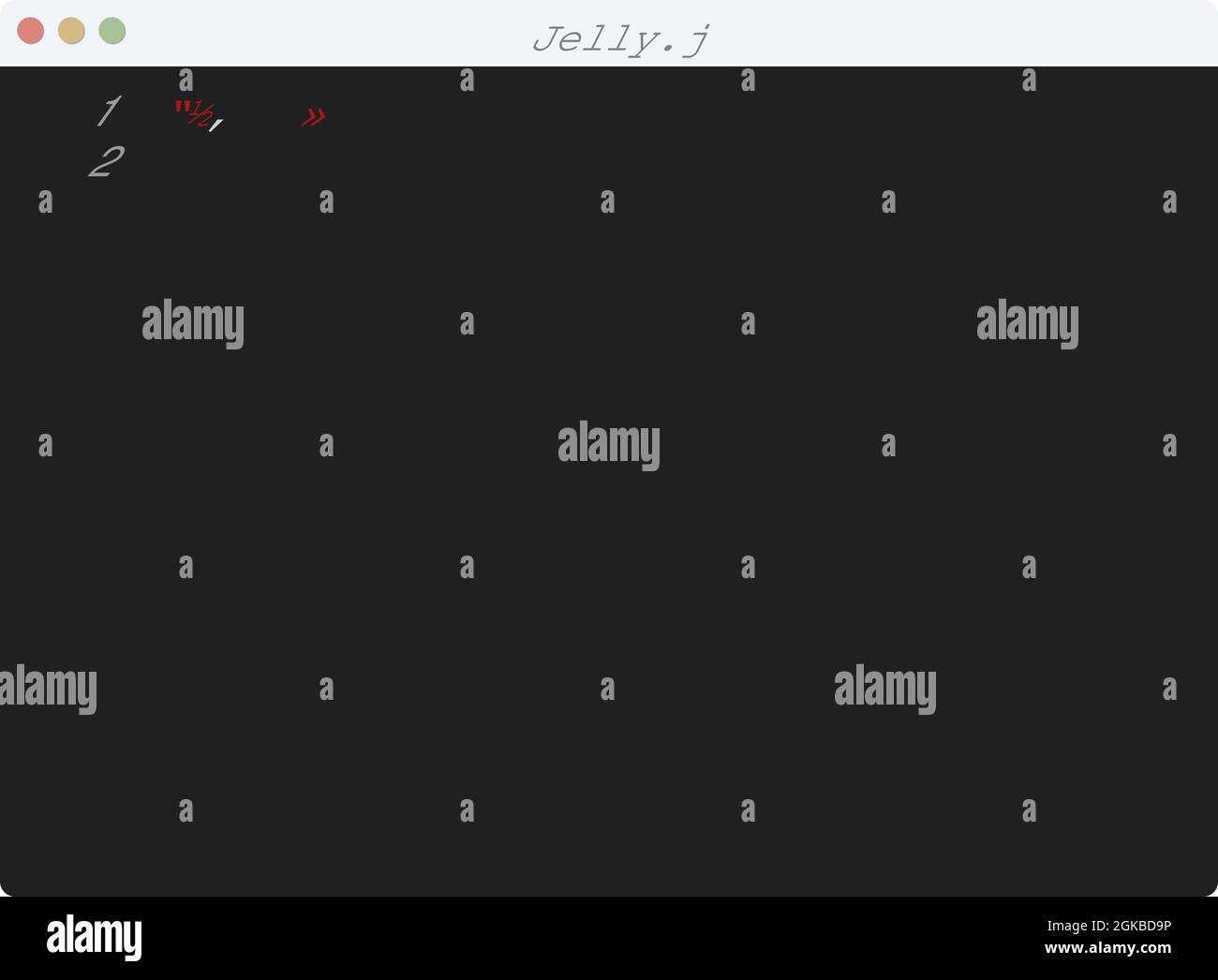 Jelly language Hello World program sample in editor window illustration