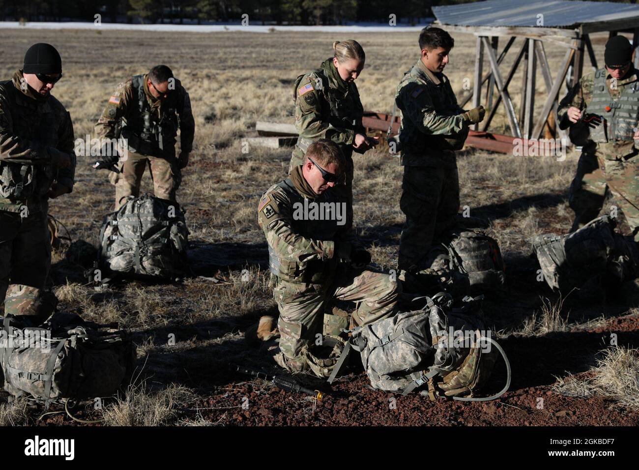 Ruck Distance Competitors of the 2021 Arizona Best Warrior Competition prepare their ...