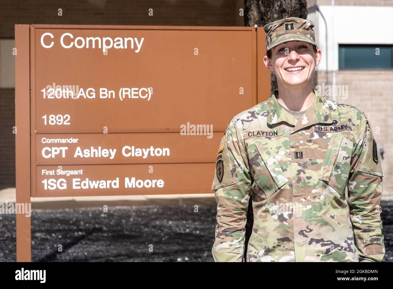 Capt. Ashley Clayton, 120th Adjutant General Battalion was named TRADOC AG Officer of the Year. Stock Photo