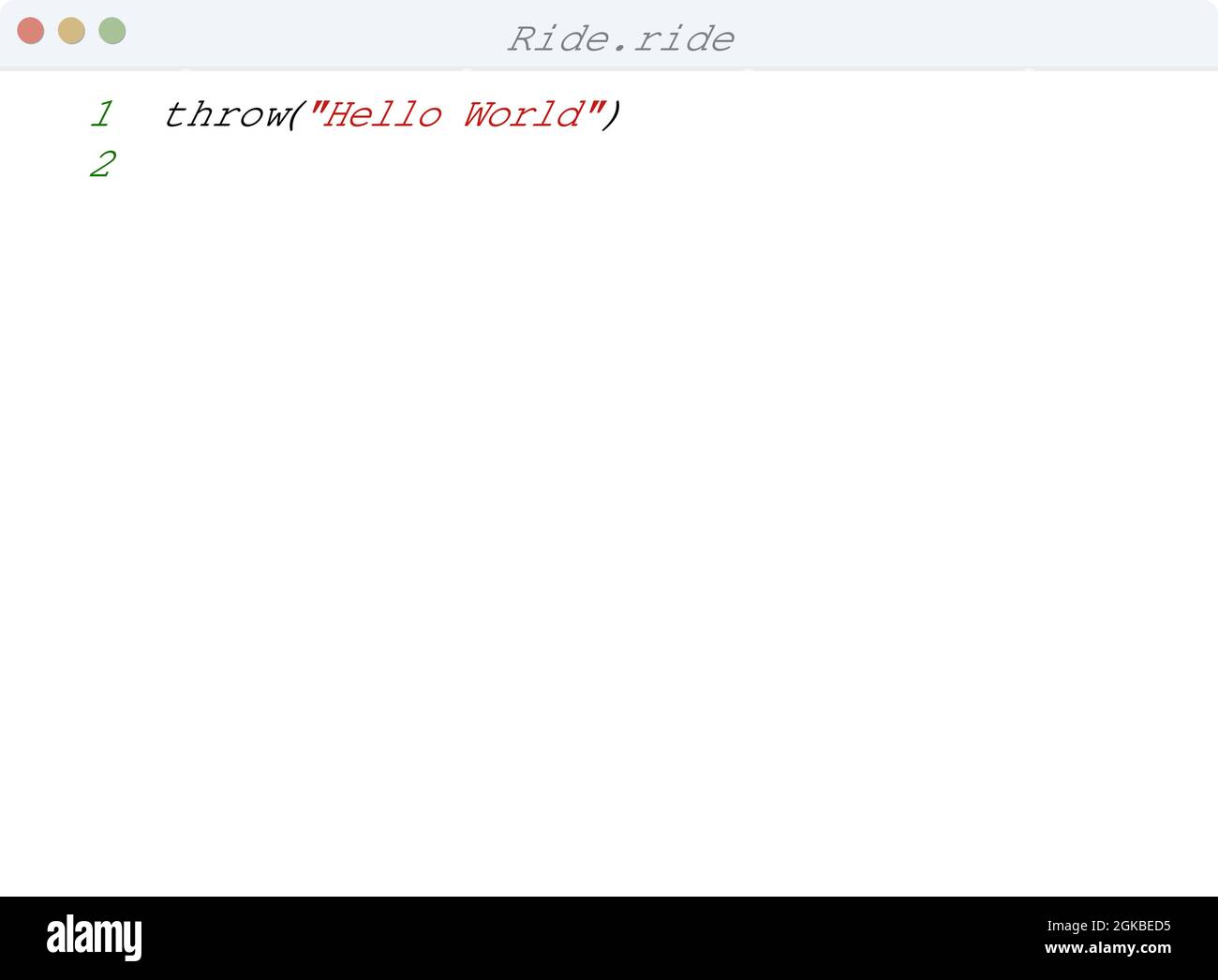Ride language Hello World program sample in editor window illustration ...