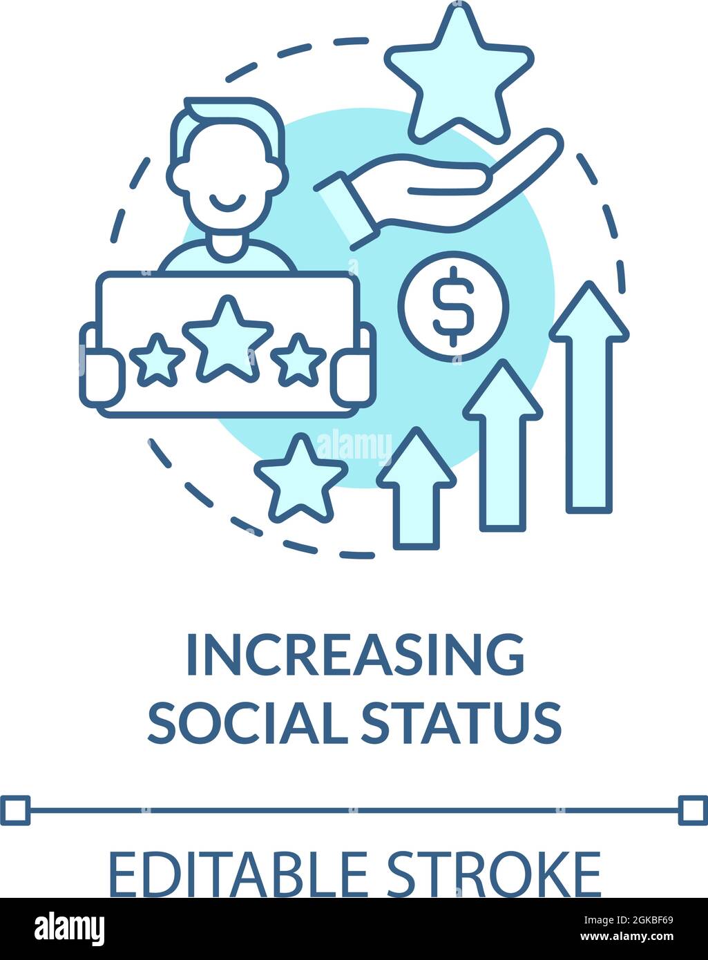 Increasing social status blue concept icon Stock Vector Image & Art - Alamy