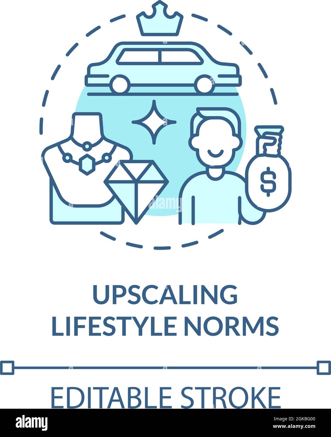Upscaling lifestyle norms blue concept icon Stock Vector