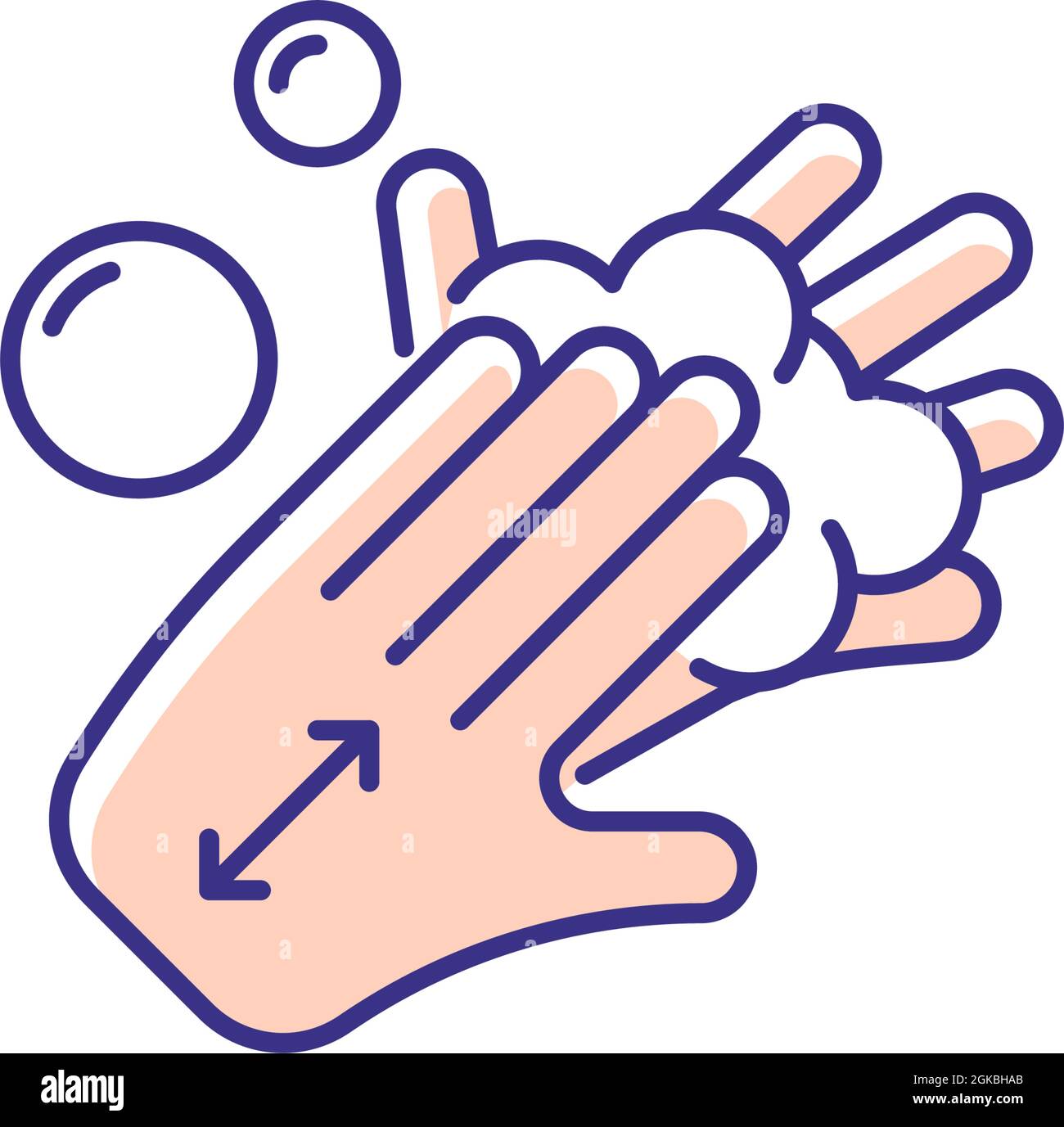 Lathering back of hands RGB color icon Stock Vector