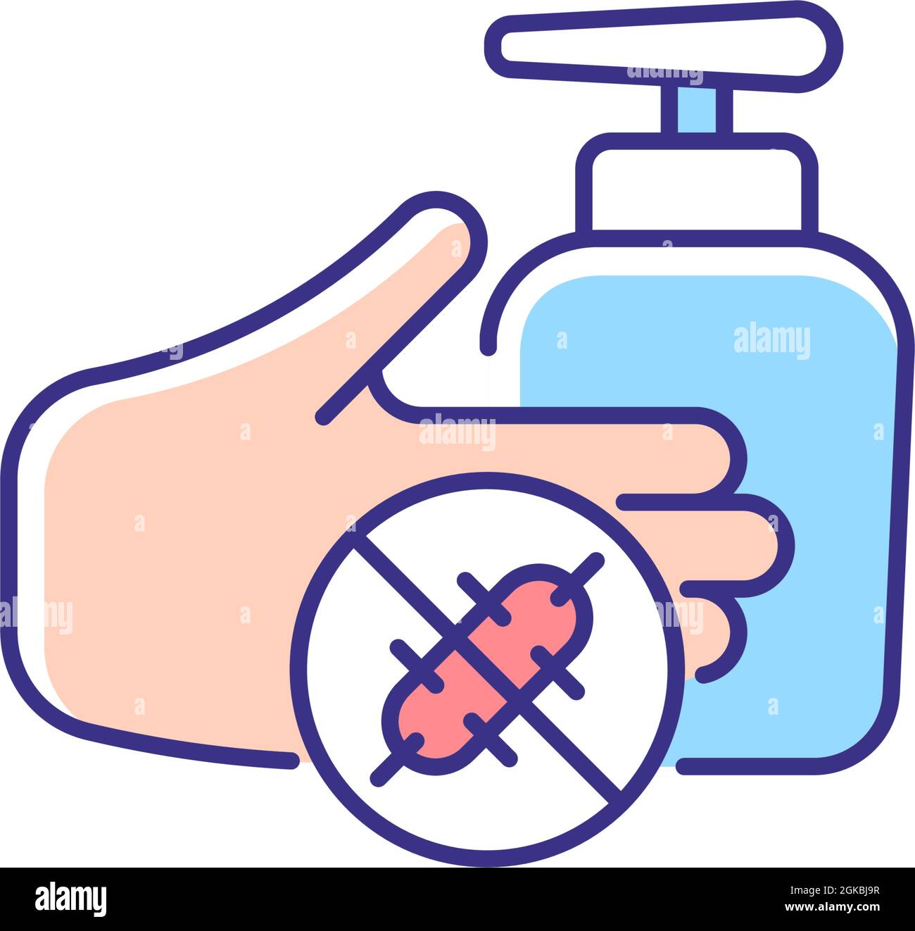Antiseptic hand washing RGB color icon Stock Vector