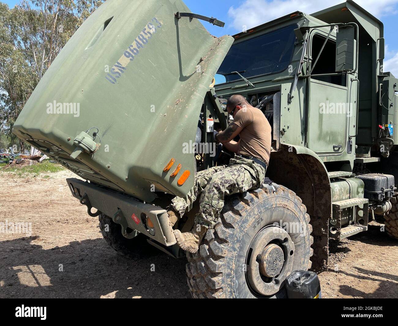 210304-N-N0901-001 HATZOR, Israel (Mar. 04, 2021) – Construction Mechanic  Third Class Francisco Rodriguez, assigned