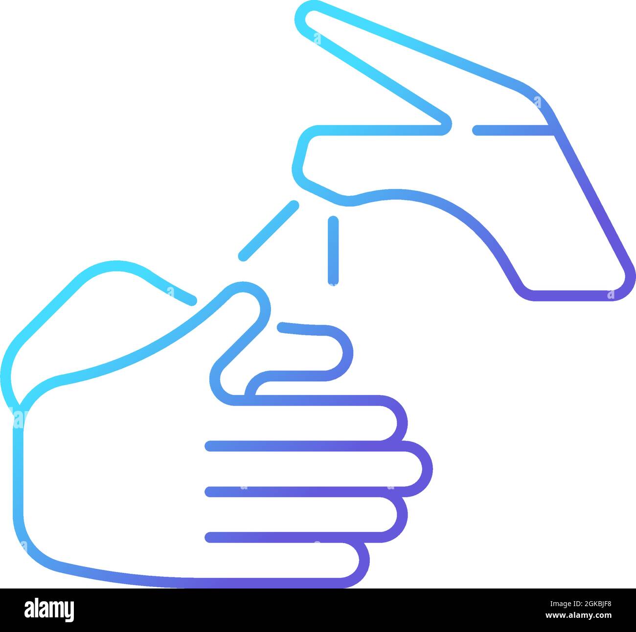 Wetting hands with water gradient linear vector icon Stock Vector