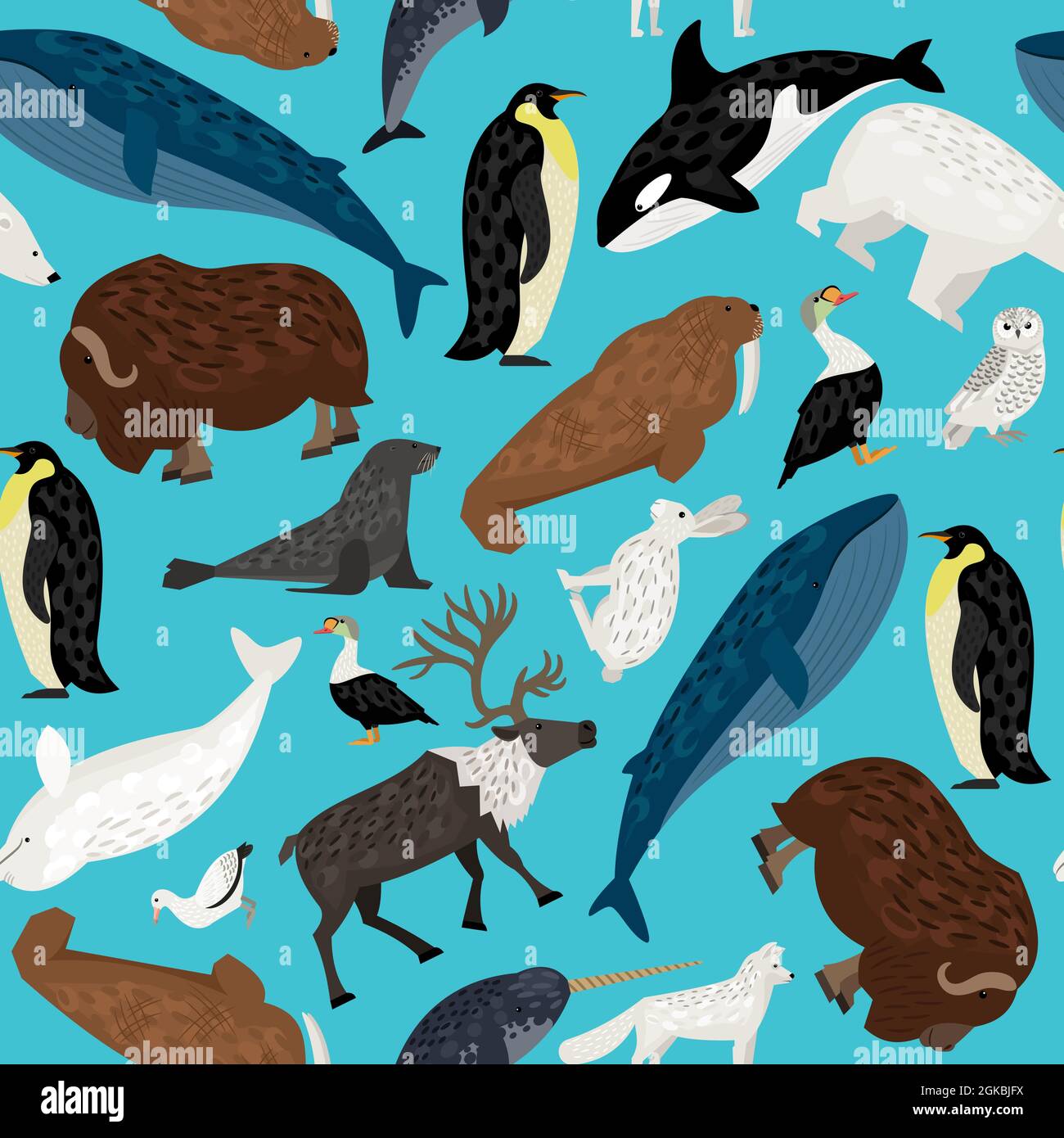 Seamless pattern with arctic animals Stock Vector