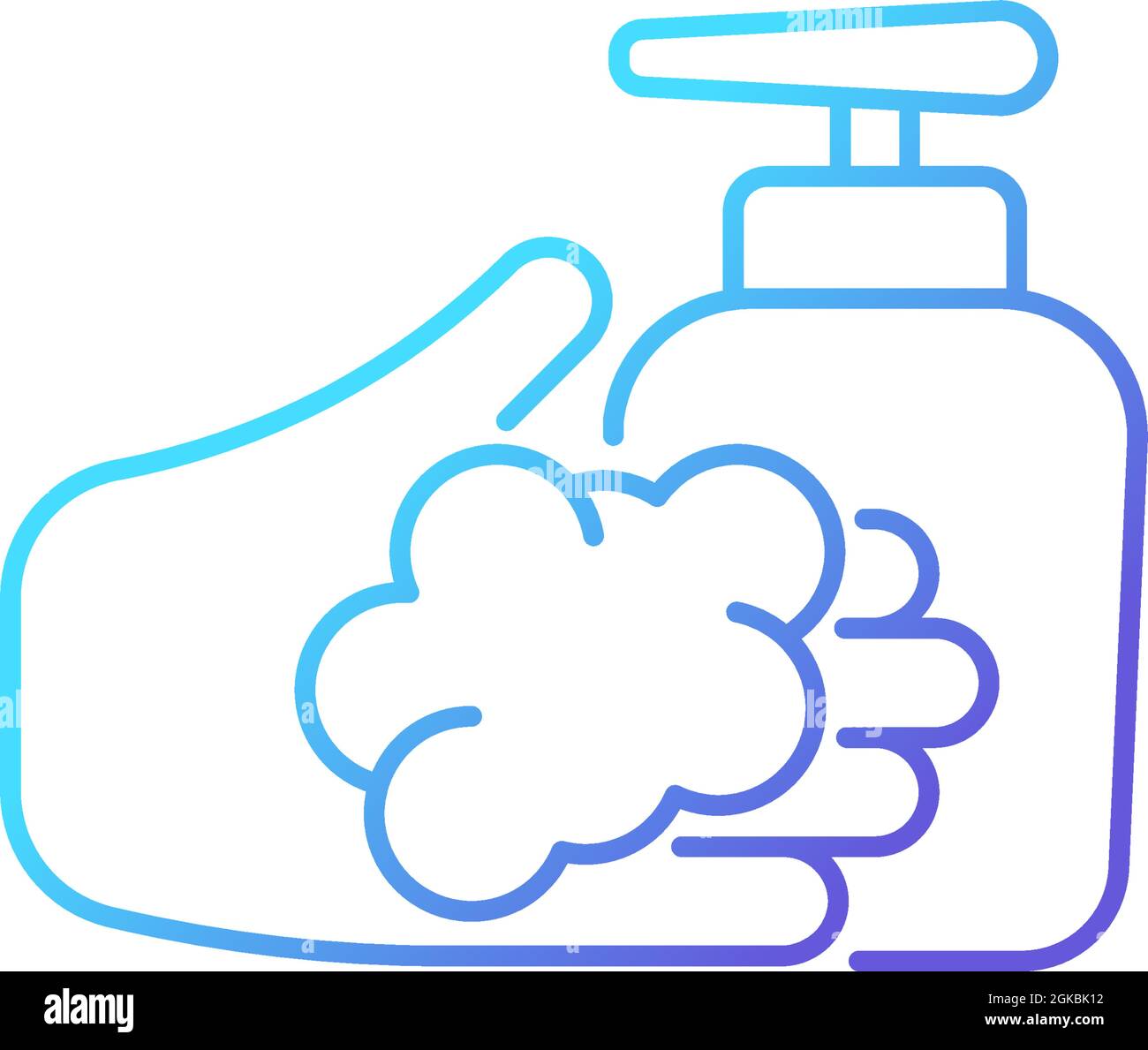 Washing with liquid soap gradient linear vector icon Stock Vector