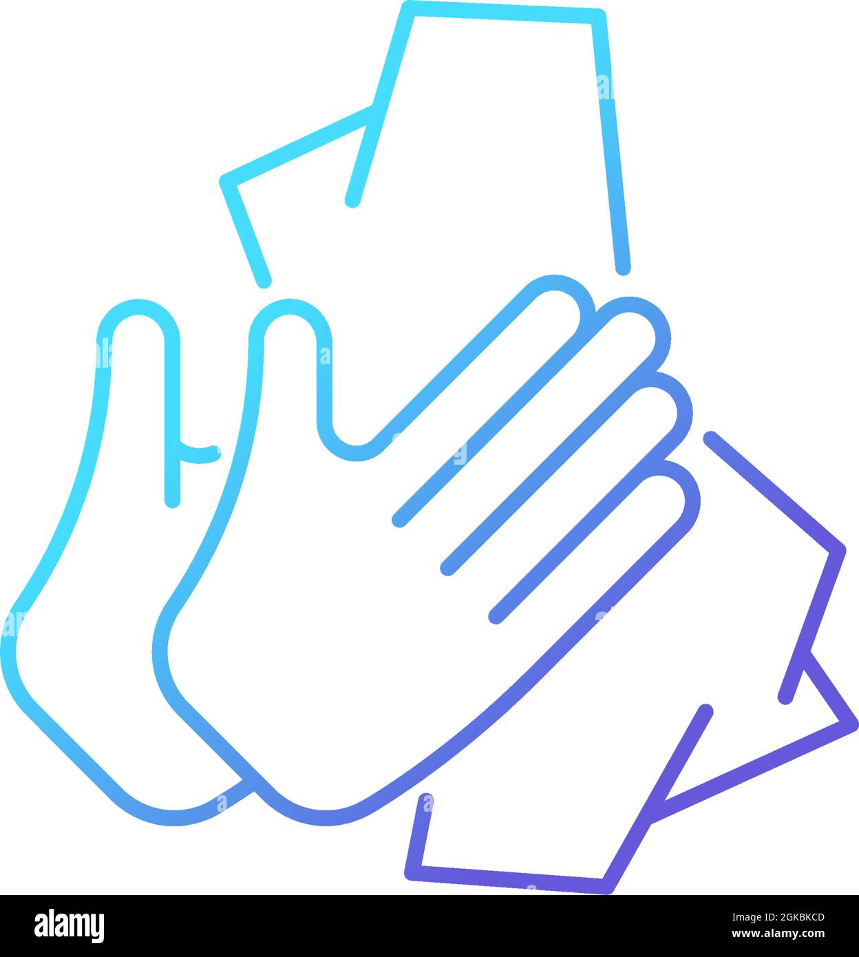 Dry hands with tissue gradient linear vector icon Stock Vector