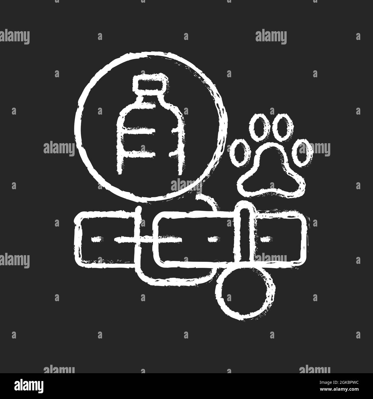Dog collars made from plastic chalk white icon on dark background Stock Vector