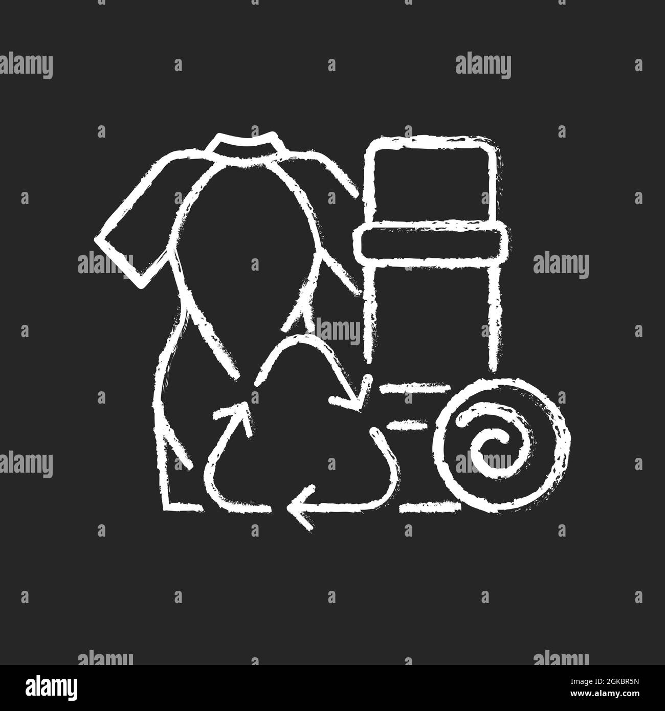 Yoga mats from recycled wetsuits chalk white icon on dark background Stock Vector