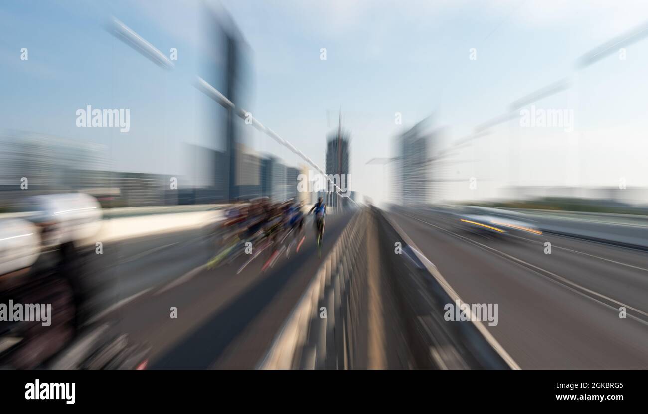 dynamic zoom effect at the Vienna City Marathon Stock Photo