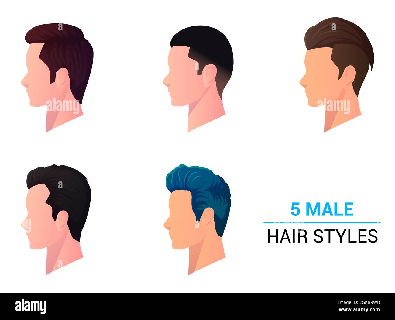 Men Profile View haircut and head Side View, Modern Male Hair Style  Collection Vector Stock Vector Image & Art - Alamy
