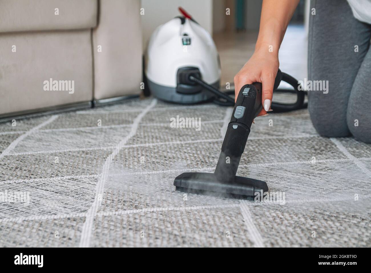Person using steam cleaner hi-res stock photography and images - Alamy