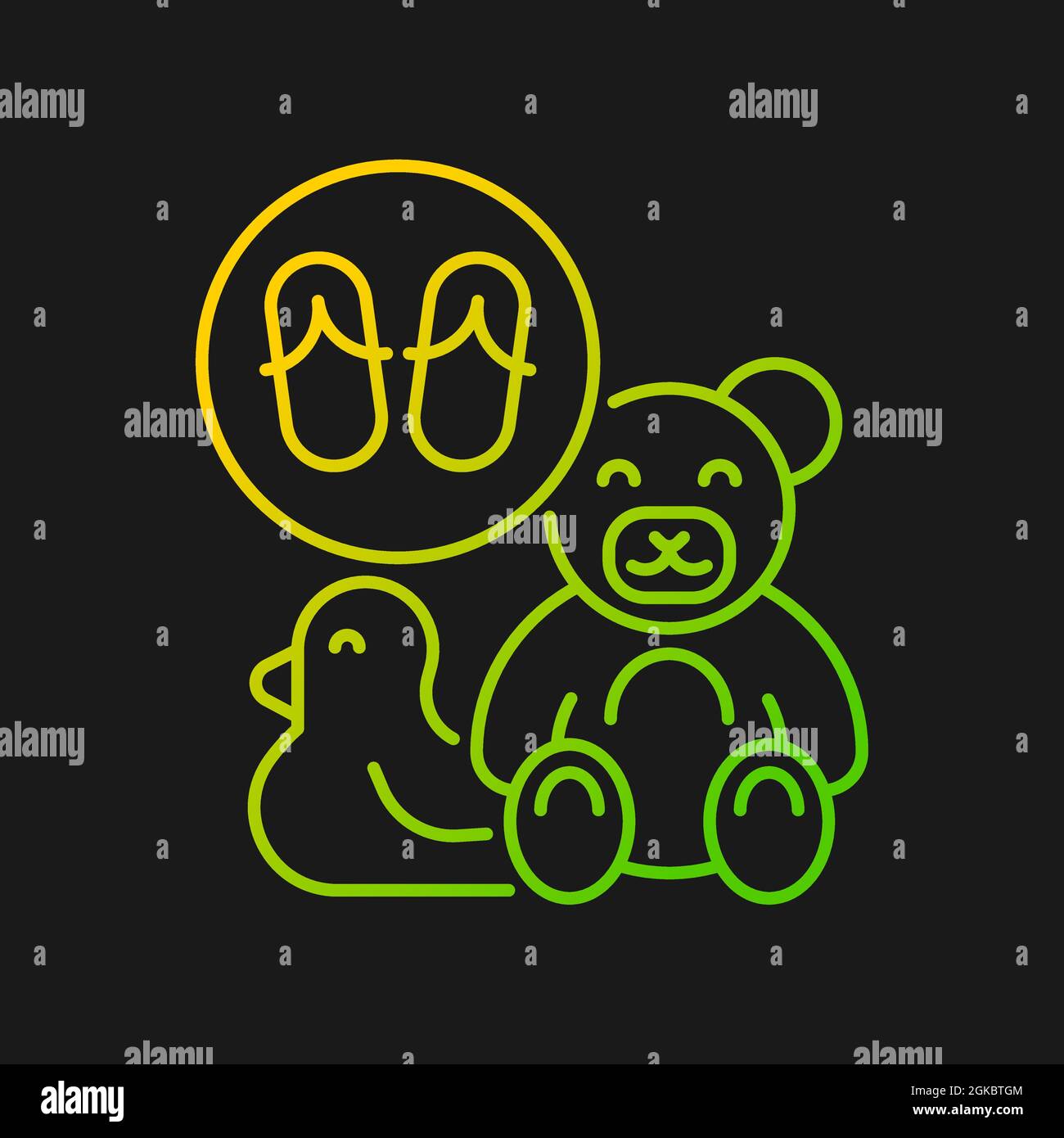 Toys made from flip flops gradient vector icon for dark theme Stock Vector
