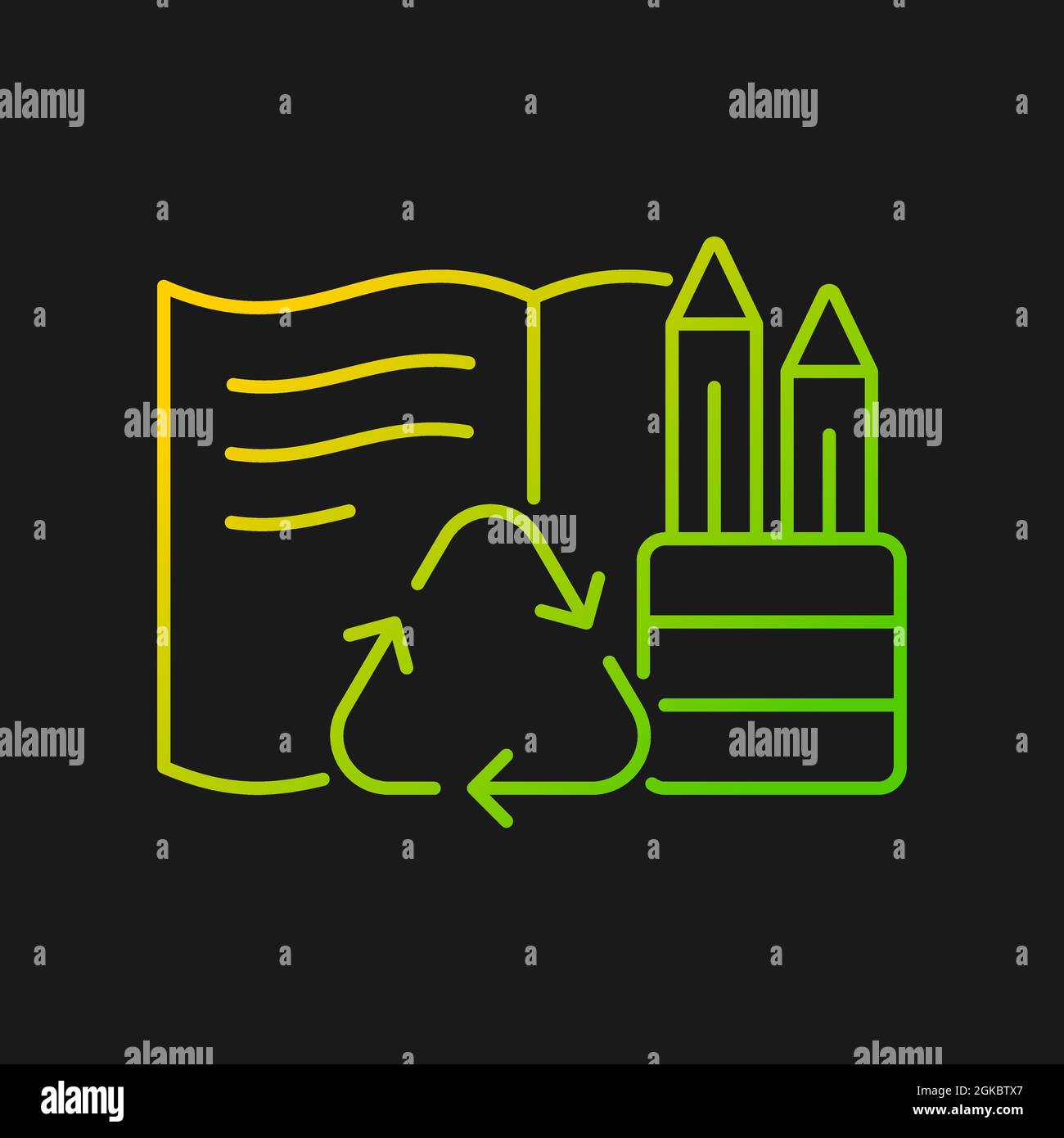 Stationery from recycled magazines gradient vector icon for dark theme Stock Vector