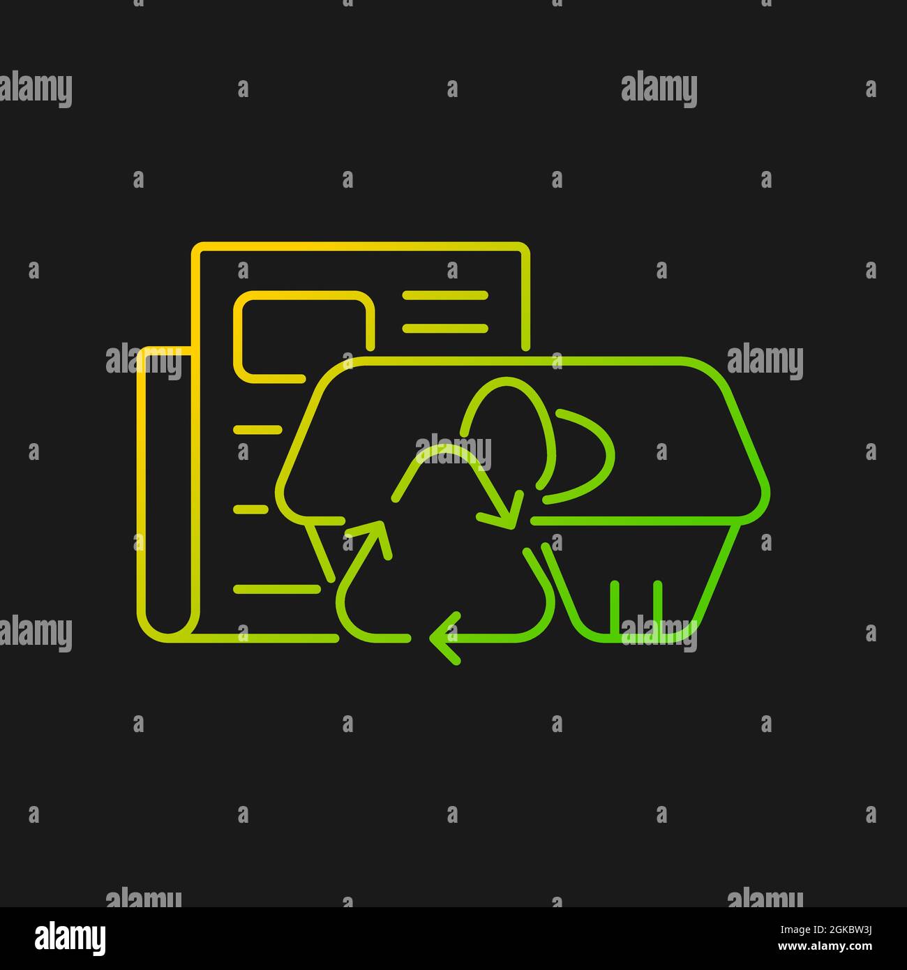 Egg cartons from newspaper gradient vector icon for dark theme Stock Vector