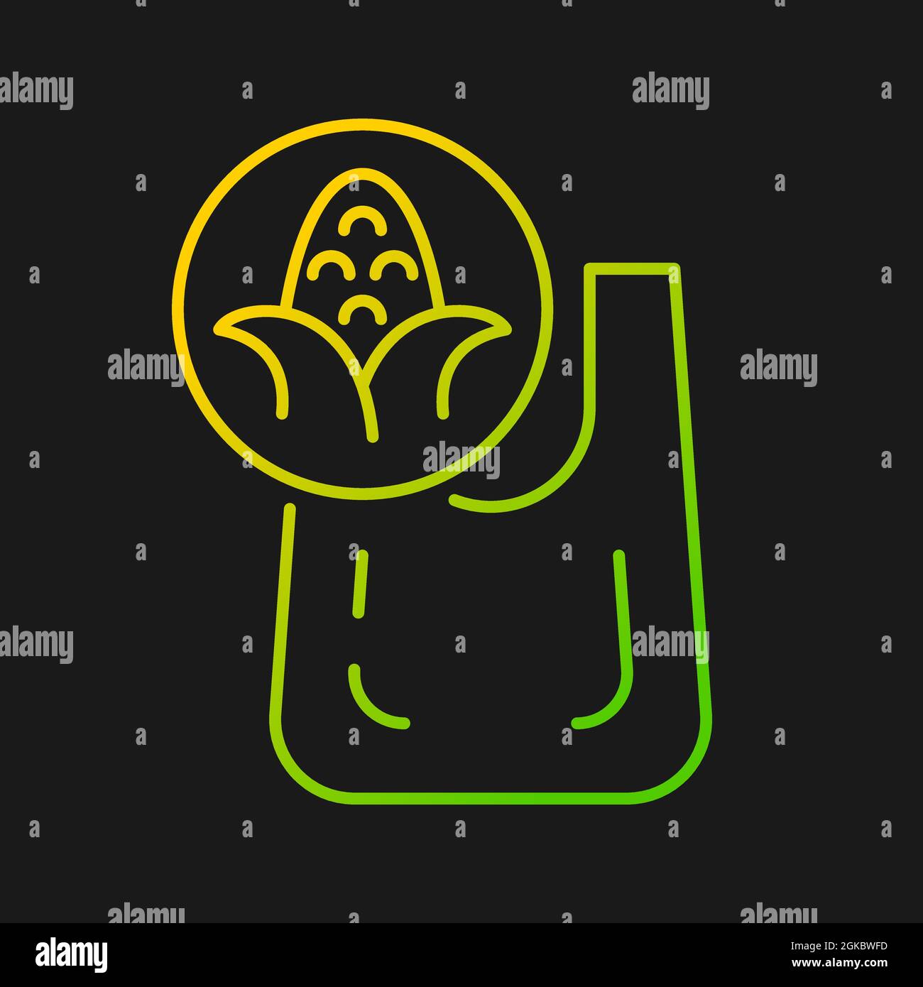 Compostable bag made from corn gradient vector icon for dark theme Stock Vector
