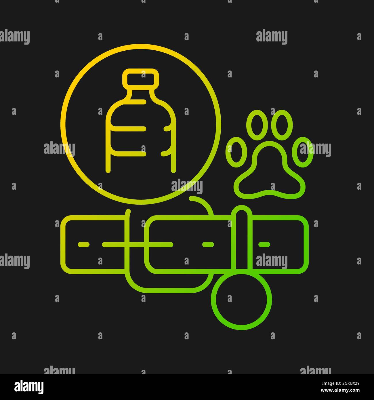 Dog collars made from plastic gradient vector icon for dark theme Stock Vector