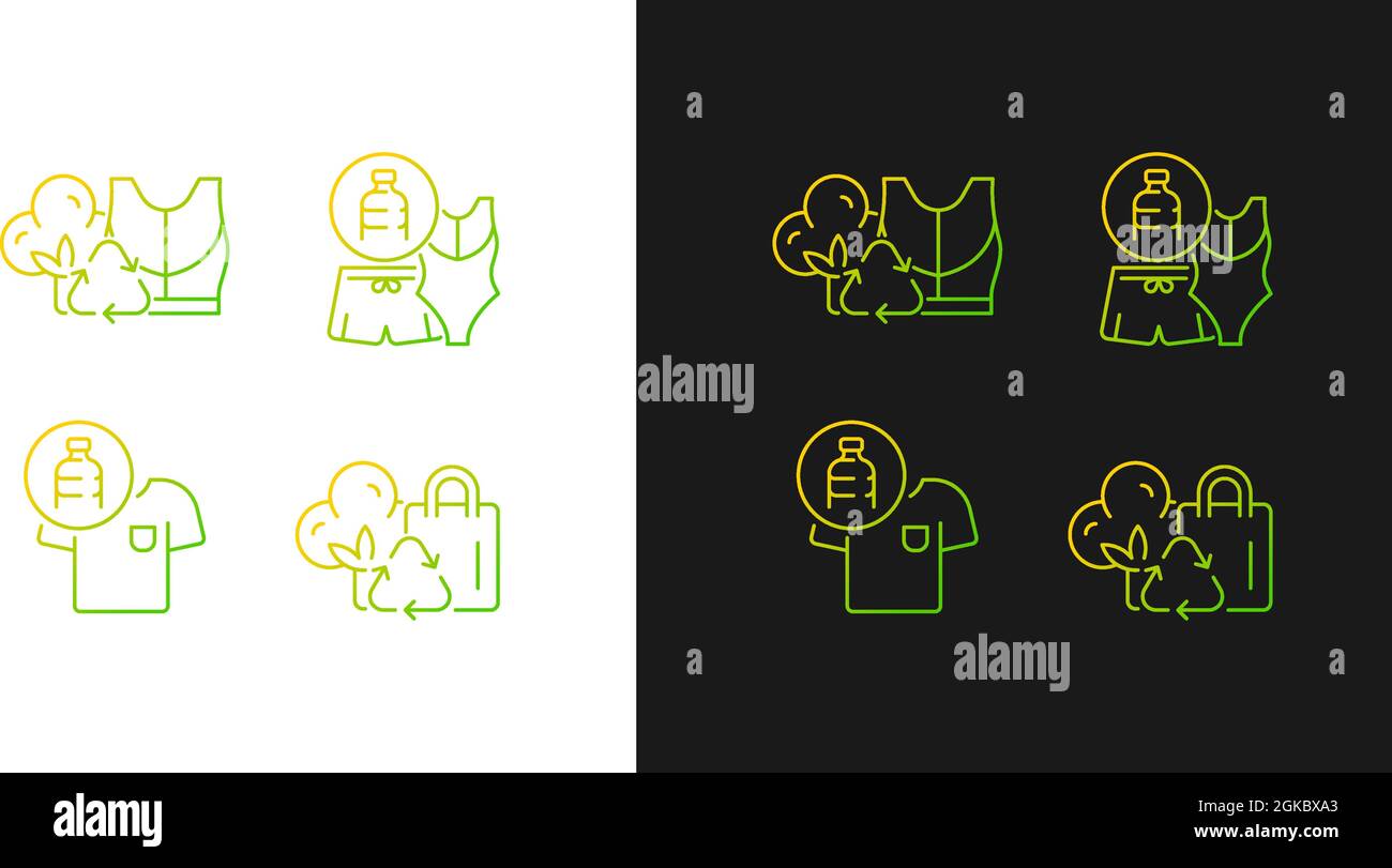 Lessening impact on environment gradient icons set for dark and light ...
