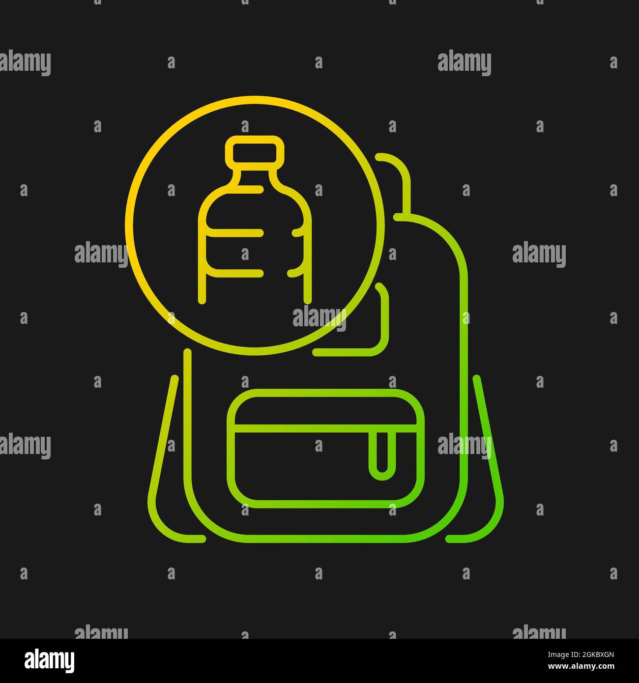 Backpack made from plastic gradient vector icon for dark theme Stock Vector