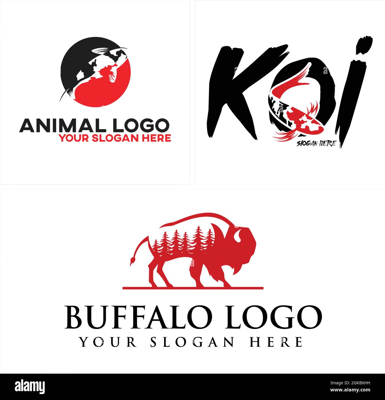 Animal fish buffalo tree farm store business logo design Stock Vector