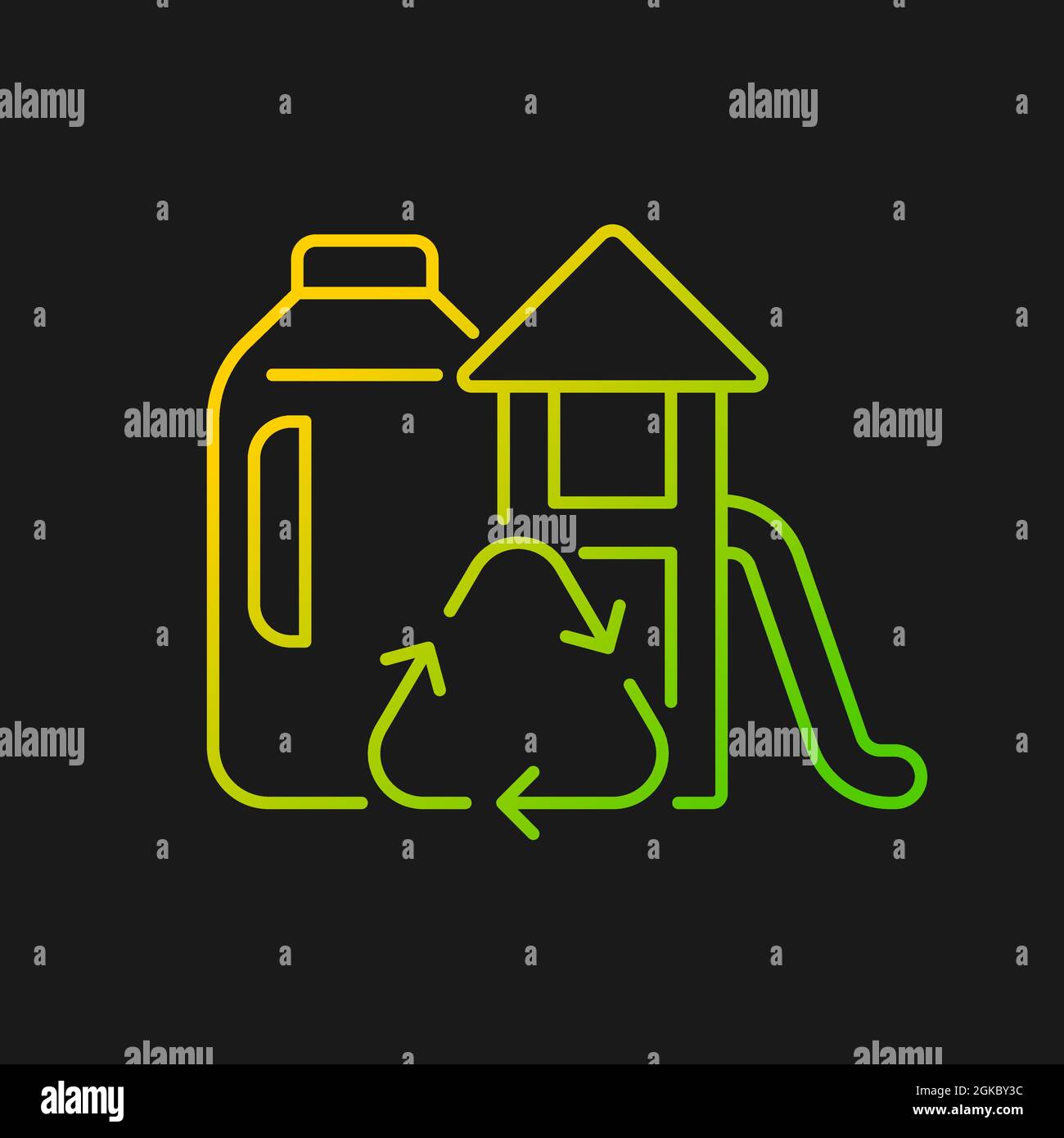 Playsets from plastic milk bottles gradient vector icon for dark theme Stock Vector