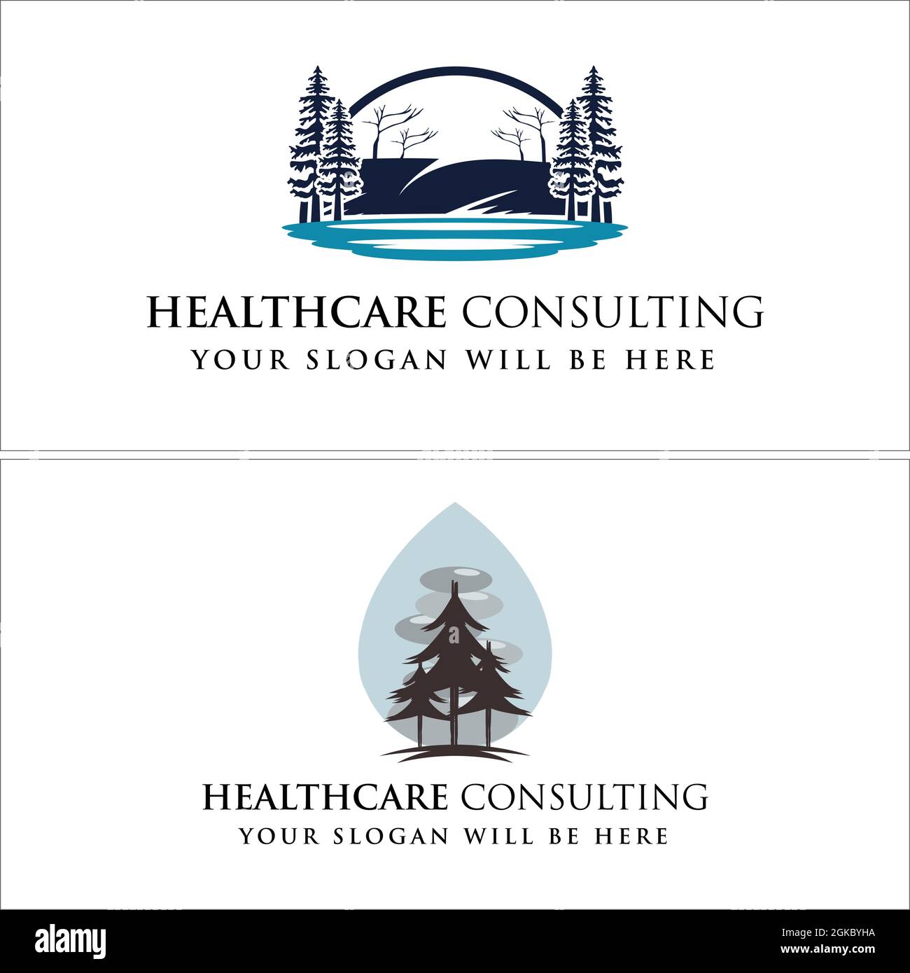 Healthcare consulting environment river logo design Stock Vector
