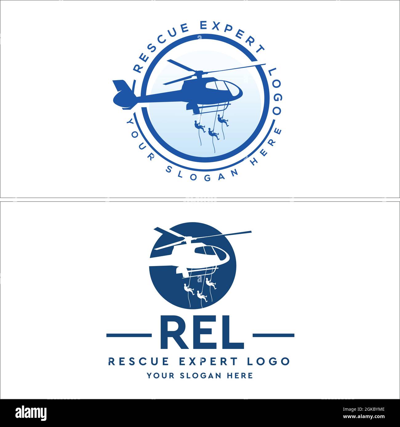 Rescue community nonprofit volunteer people helicopters logo design Stock Vector