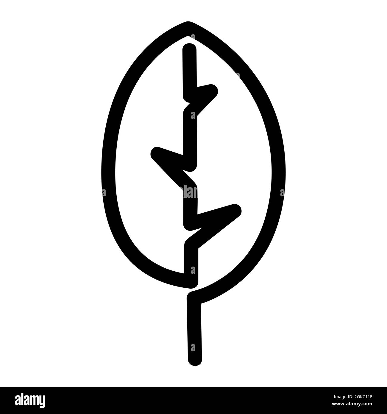 Vector monochrome illustration of leaf logo Simple outline design Stock ...