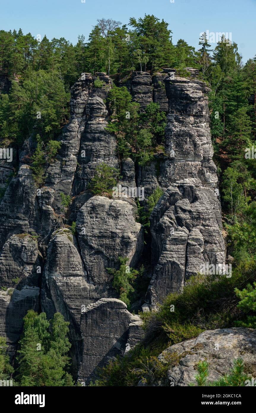 Elbsandsteingebirge Sächsische Schweiz Bastei Stock Photo