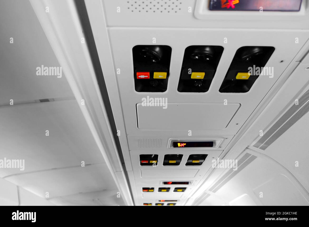 Ceiling of aircraft cabin Stock Photo Alamy
