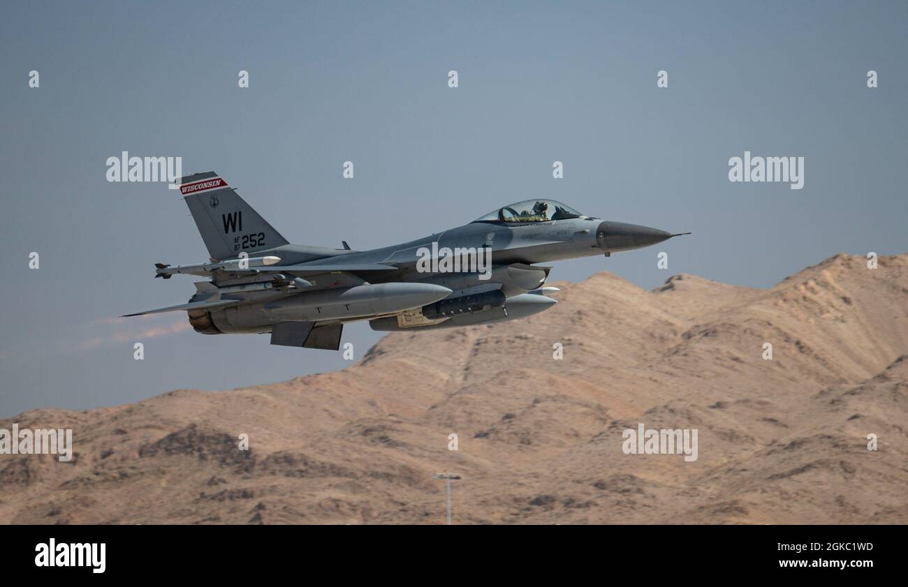 An F16 Falcon fighter jet, assigned to the 115th Fighter Wing at Truax
