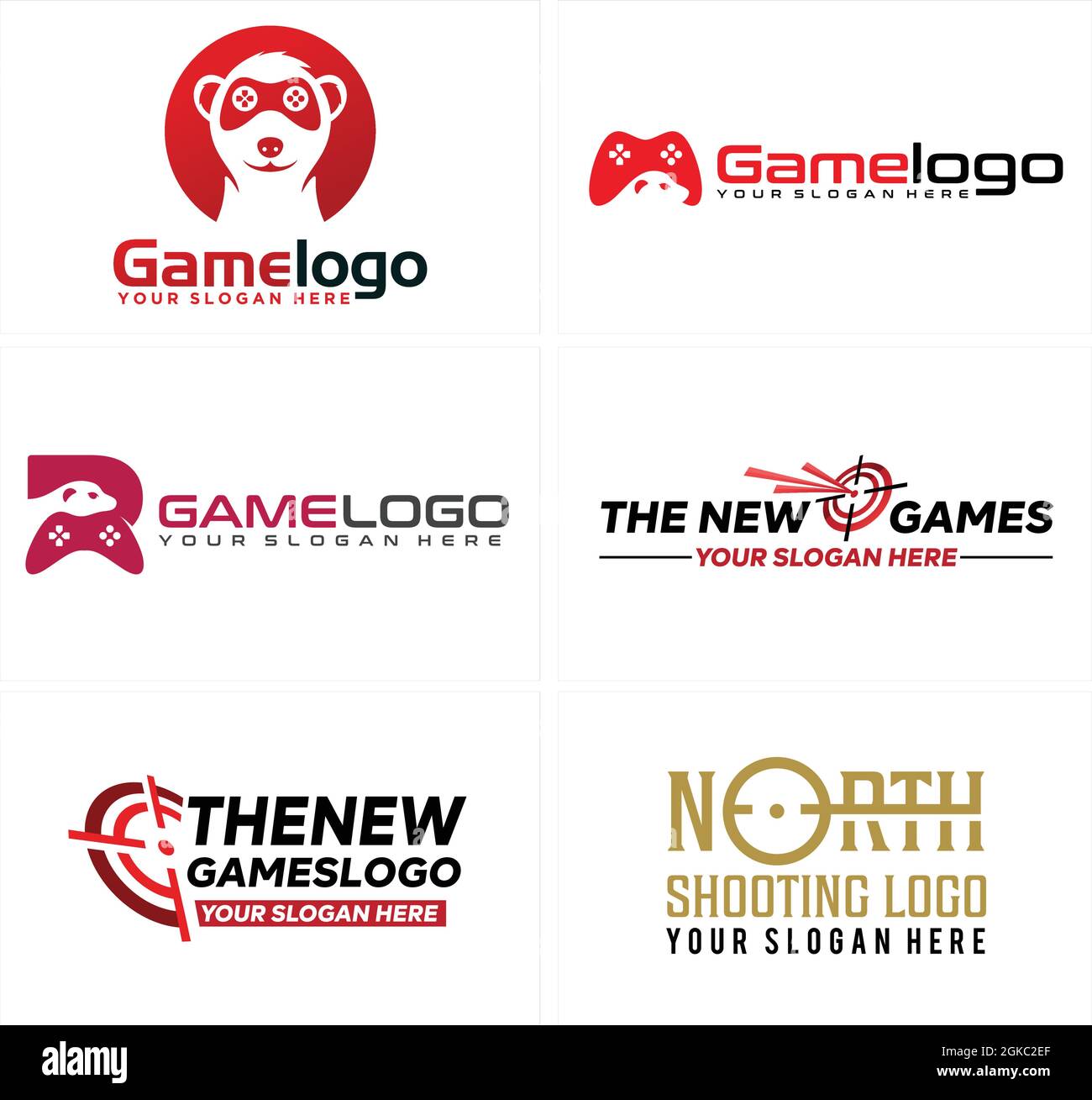 Game recreational Ferret joystick shooting training logo design Stock Vector