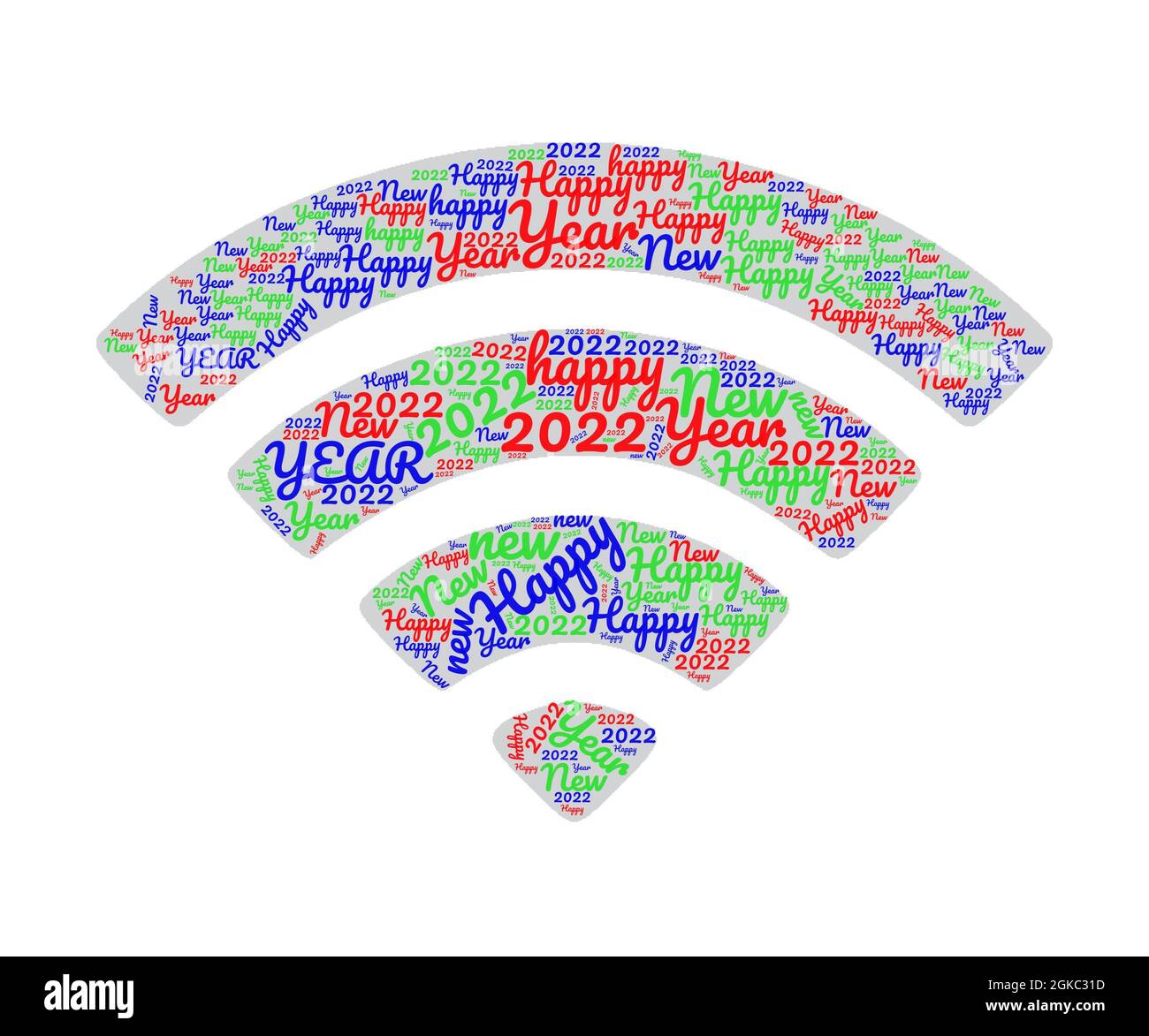 Wifi Signal With Multi Color Letters Word Cloud Merry Christmas And Happy New Year Stock Photo Alamy