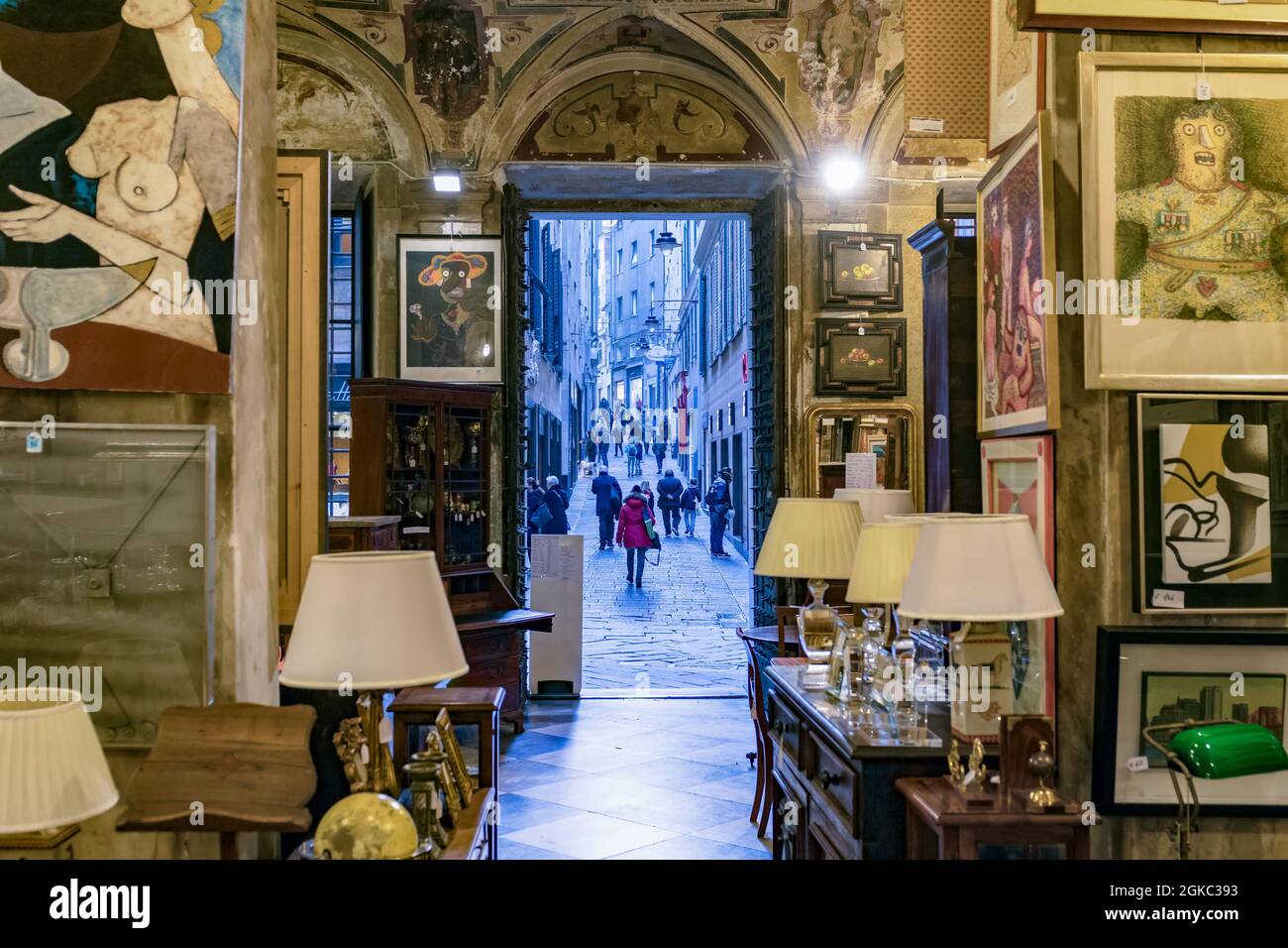 Europe. Italy. Liguria. Italian Riviera. Genoa. Interior of a gallery ...