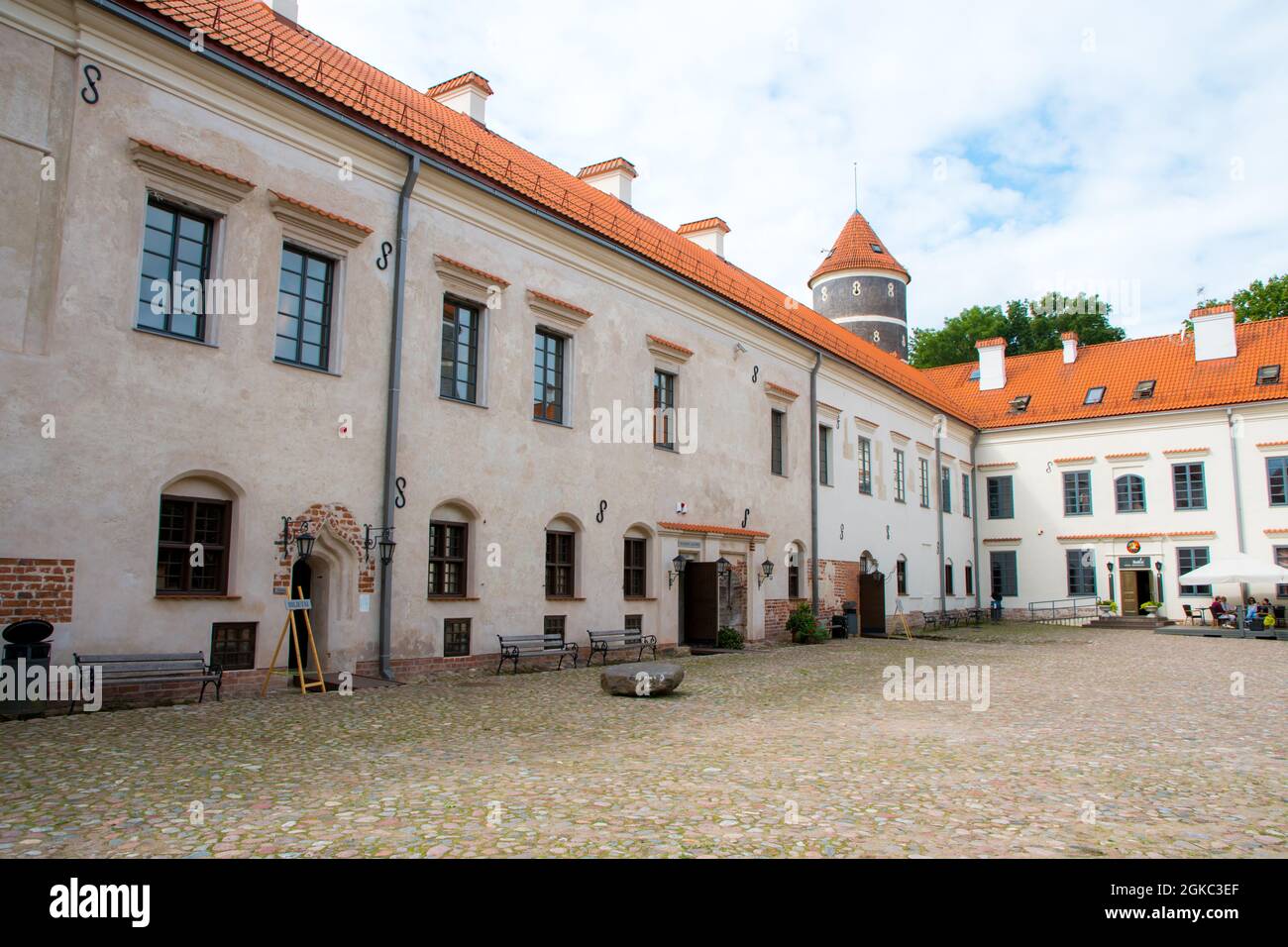 Courtyard of Panemune castle. Stock Photo