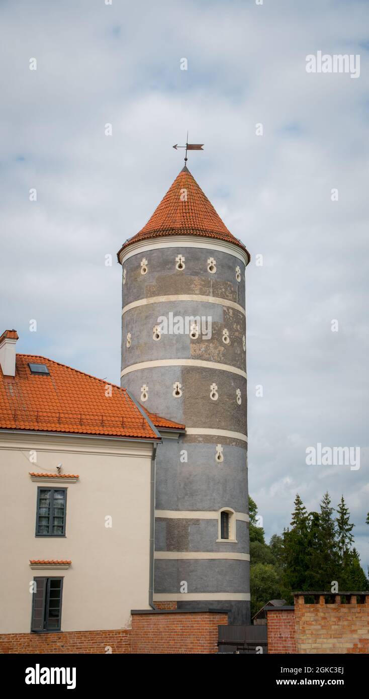 Panemunes castle nord tower from the courtyard.x Stock Photo