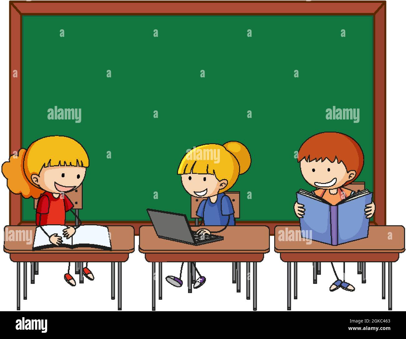 Blank board with many kids cartoon character illustration Stock Vector ...