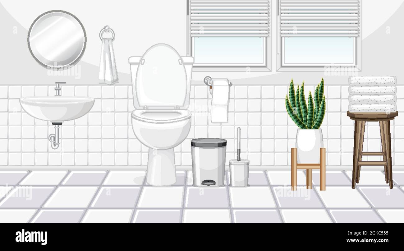 Bathroom interior design with furniture illustration Stock Vector Image ...