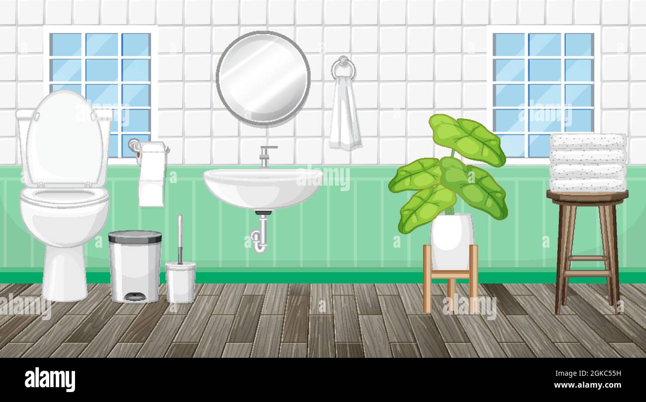 Bathroom interior design with furniture illustration Stock Vector Image ...