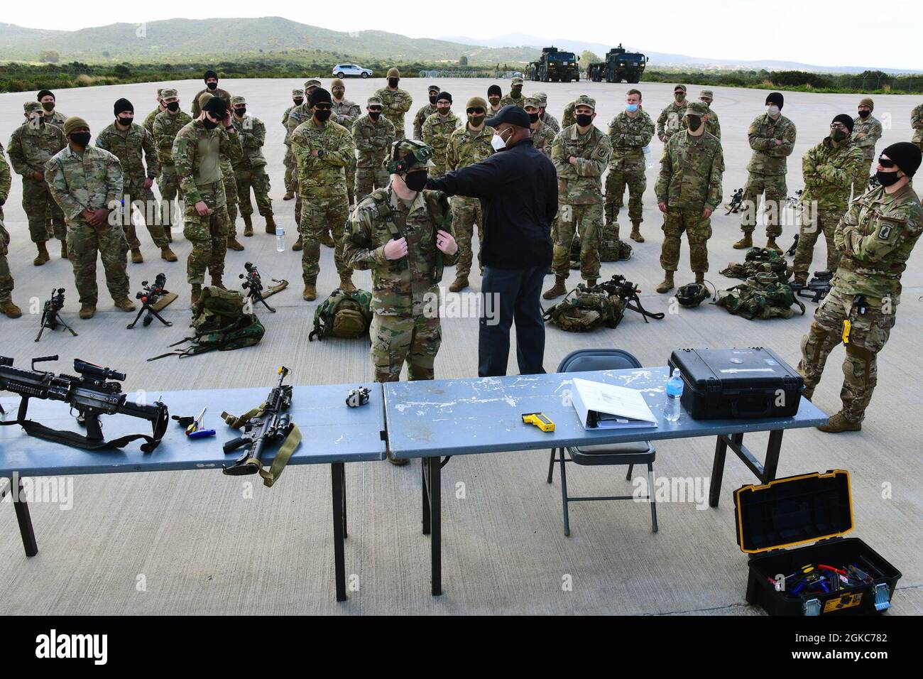 Mr. Mark Dailey (Center) Chief Of Deployable Instrumentation System Europe (Dise), Training Support Activity Europe (Tsae) Expeditionary Training Support Division (Etsd), Briefs Soldiers From Attack Company, 1St Battalion, 503Rd Infantry Regiment, 173Rd